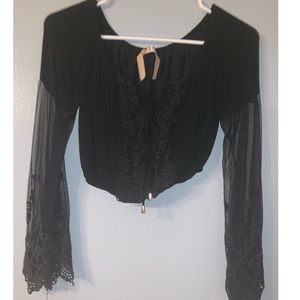 Crop Top with Lace Sleeves